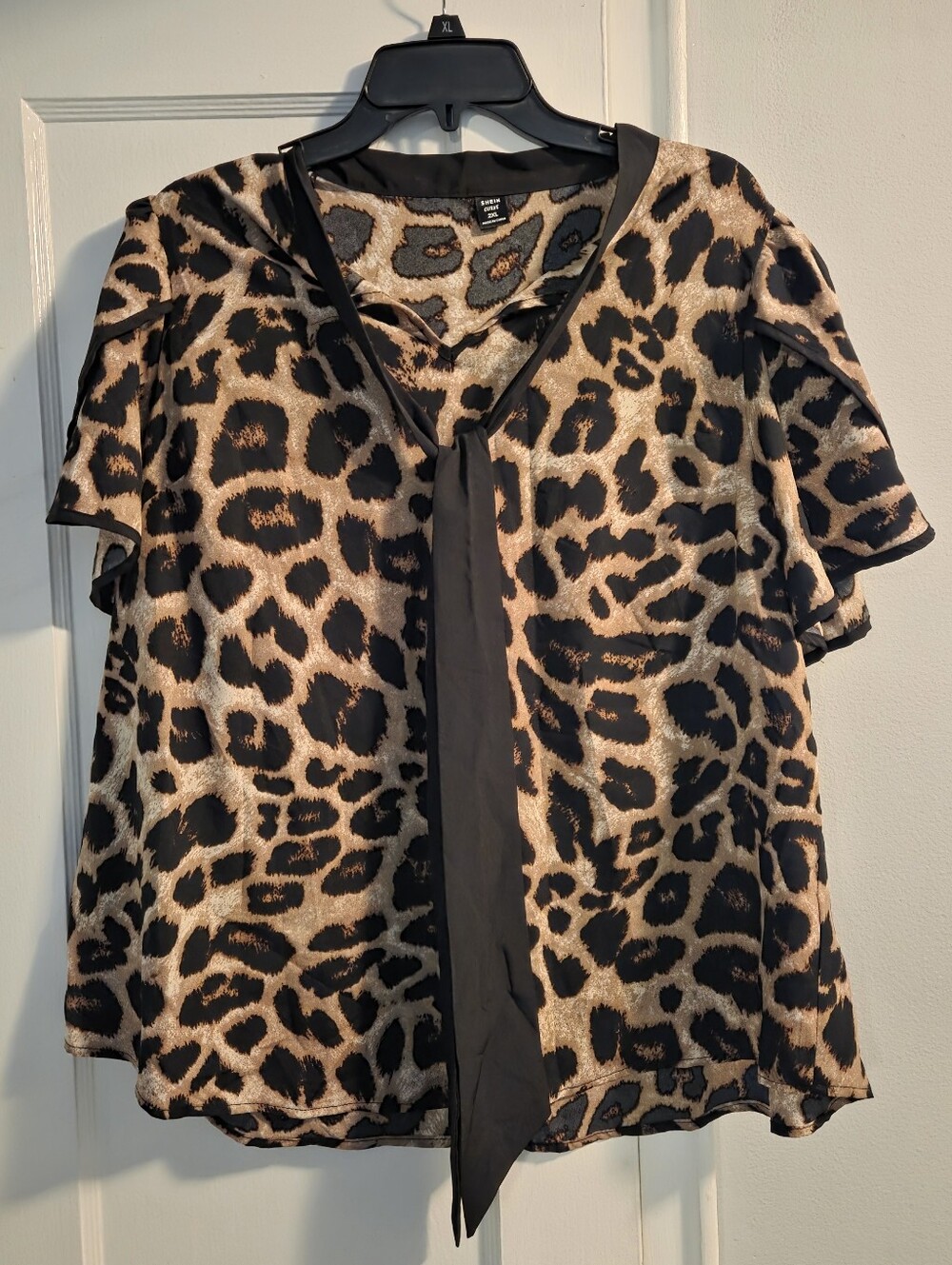 SHEIN Curve Leopard Print Blouse - Tan & Black 2XL